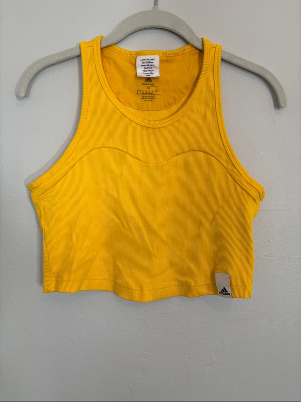 adidas Bright Yellow Ribbed Crop Tank